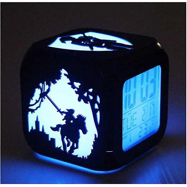 The Legend of Zelda Kreativt 3D Stereo LED Lille Vækkeur Børneværelse Soveværelse LED Natlys Elektronisk Ur Sengelampe - USB-opladning