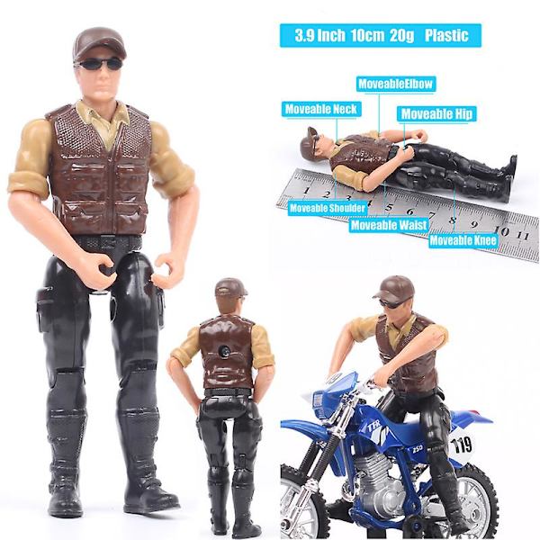 1 st 1/18 skala 3,75 tum Racer Actionfigur för motorcykelförare Villopoto #5 Dungey #199 Pastrana Bike Model Soldier Army