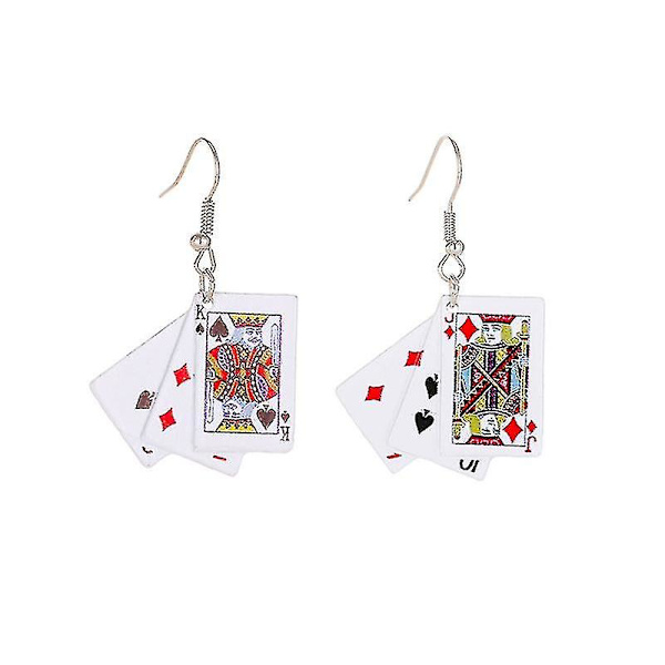Funky Aces Spelkortörhängen Punk Poker Hand Spel Kasino Roliga Kostymsmycken Spelkortörhängen För Kvinnor Flickor