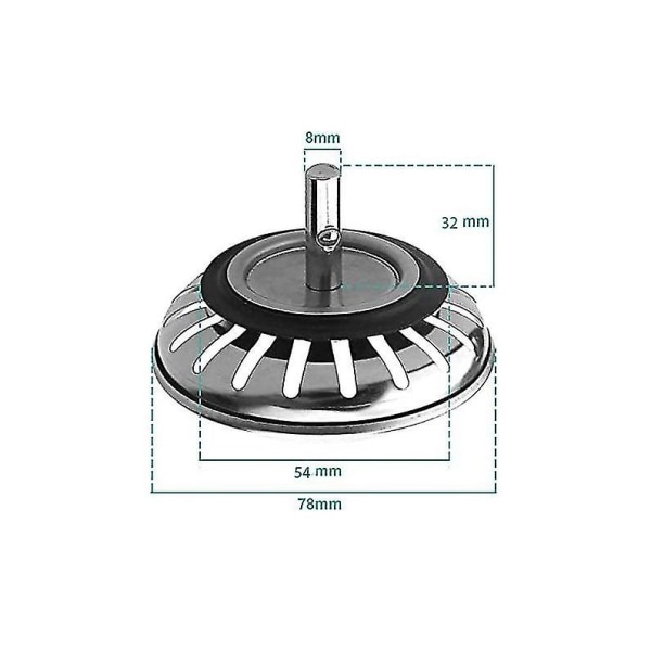 2st Diskbänkssil/vaskpropp Diskbänkspropp Hål Köks-/badrumssil Diameter 78mm