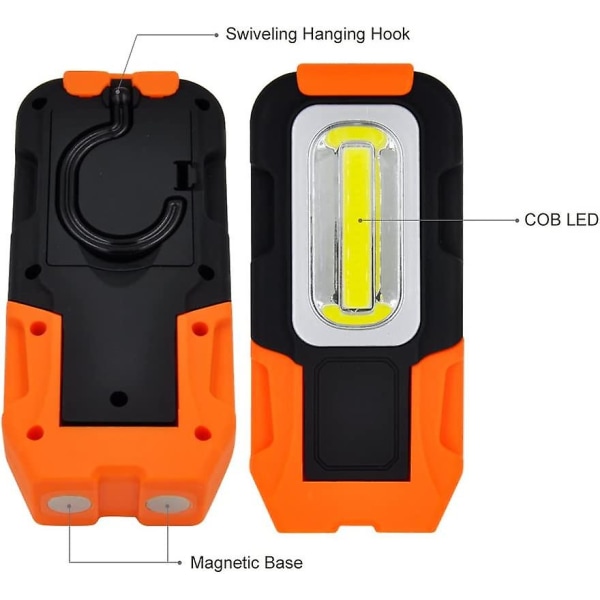 Led Pocket Torch 3w Cob Led Handlampa Bärbar Ultra kraftfullt magnetiskt batteri med magnetisk bas och krok 3x Aaa batterier ingår ej 1 pack