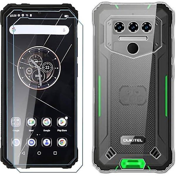 Telefondeksel Kompatibelt Med OUKITEL WP23/WP23 Pro, Transparent Deksel + 2x Herdet Glass, Myk Silikon