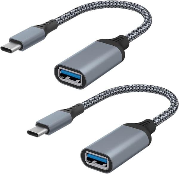 USB C til USB-adapter, 2-pakning USB C hann til USB 3.0 hunn-adapter, Thunderbolt 3 til USB hunn-adapter med MacBook, grå 0,2m