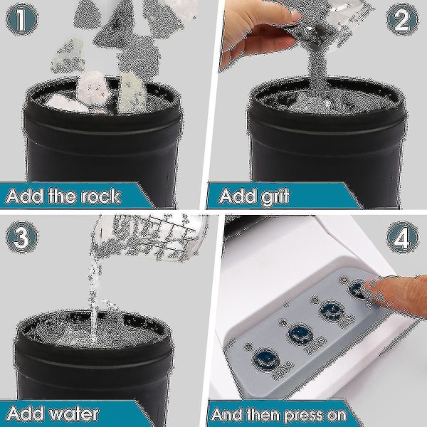 Willkey Professional Rock Tumbler Kit Rock Polermaskine til børn og voksne Elektronisk rock tumbler kit med polermaskine, polerkorn og rulle