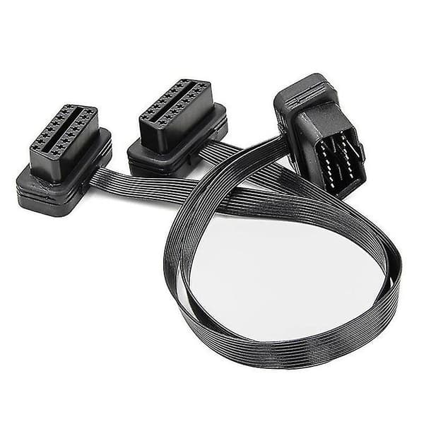 Obdii Extension Dual Connector Y Splitter Obd Obd2 16pin han-til-hun-forbindelse flad+tynd til black
