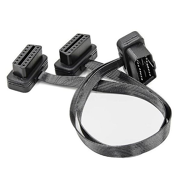 Obdii Extension Dual Connector Y Splitter Obd Obd2 16pin hane till hona anslutning platt+tunn för black
