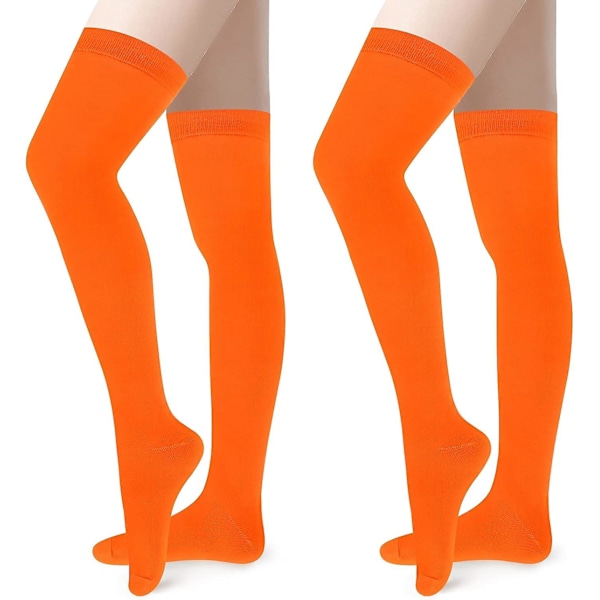 Långa Strumpor för Kvinnor, Över Knästrumpor, Randiga Knähöga Strumpor, Strumpbyxor Orange Orange