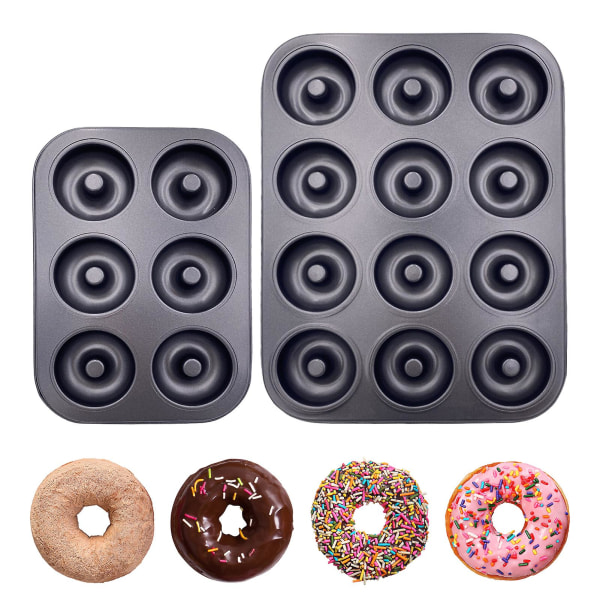 1/2 st Donut Pan 6/12 Grids Kolstål Donut Form Non-stick bakplåt Jämn värmefördelning Munkpanna för hemköket B