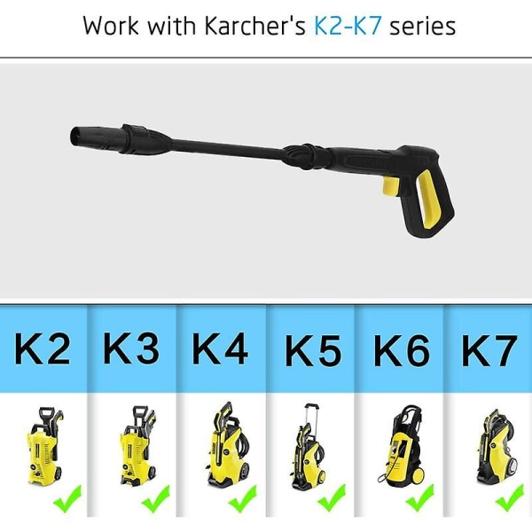 Erstatningssprøytepistol og sprøytelanse for Karcher K2 K3 K4 K5 K6 K7 høytrykkspyler, hurtigkobling vannstrålesprøytepistol for Krcher K2 K7-serien