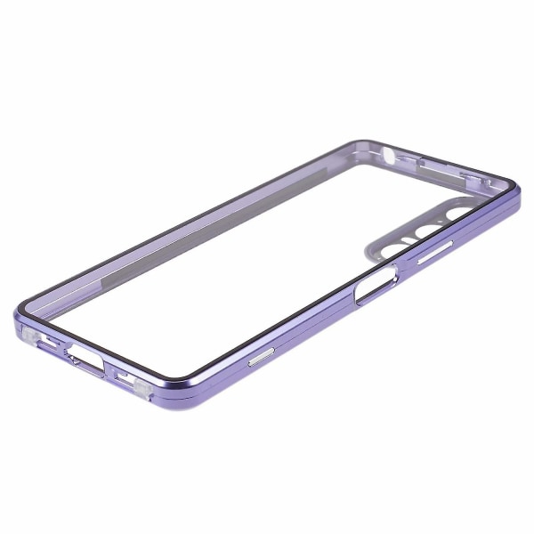För Sony Xperia 1 V magnetiskt case Metallram+härdat glas+PC Baksida Klart cover