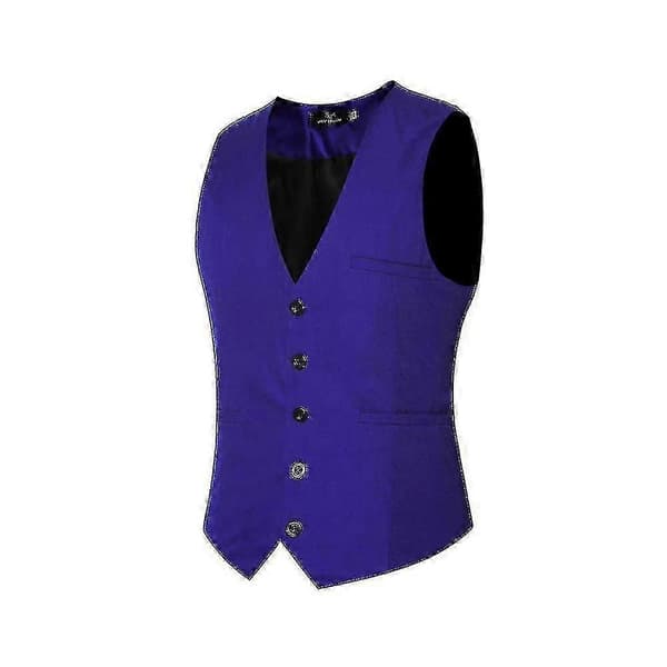 Vest for menn med V-hals i bomull, slank passform, fire årstider Blue S