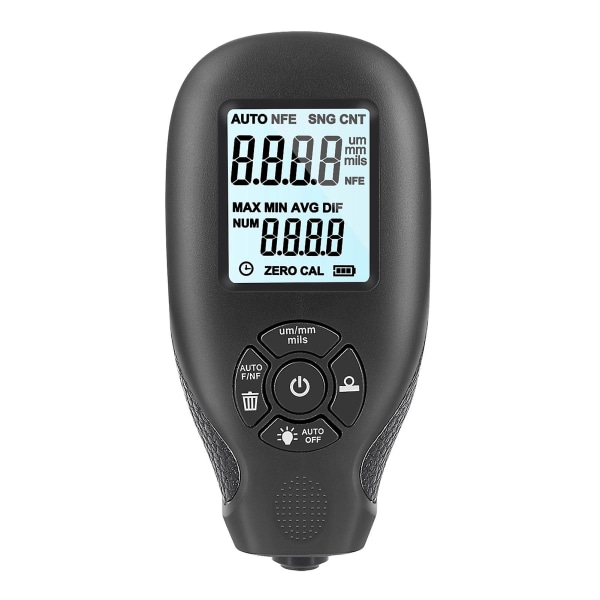 Malingtykkelsesmåler til billakering, filmtykkelsesmåler 0~2000um, digital måler med LCD-display til test af bilmalingsfilm