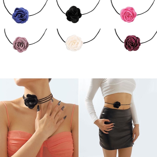 Vackert Rose Choker Halsband - Trendigt och moderiktigt tillbehör för kvinnor Black