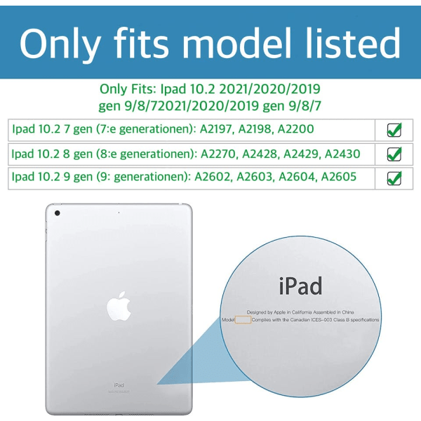iPad 10.2 Tommers Deksel Sammenleggbart Svart