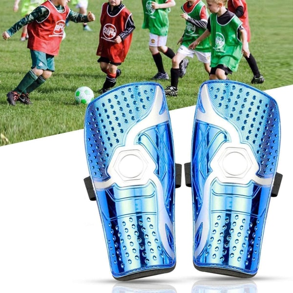 Fotboll för barn/barn Fotboll Shingu Pad Shin Pad Lätt ventilerande fotbollsutrustning för barn, kalv, 6 år, pojkar, flickor, barn, tonåringar (blå)