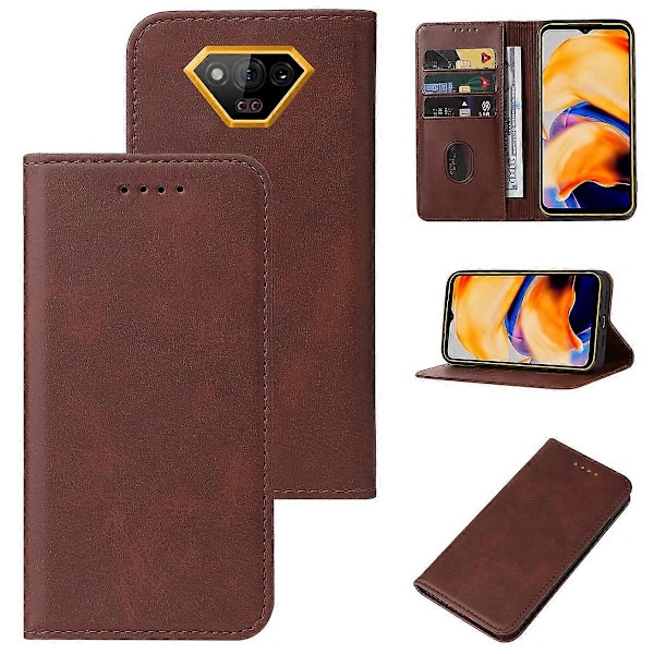 Magneettisuljettava nahkainen puhelinkotelo Brown For Ulefone Armor X13
