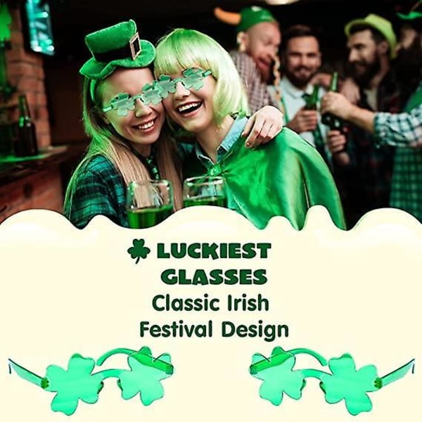 6 par St. Patricks Day Shamrock Solglasögon Irish Green Clover Glasögon
