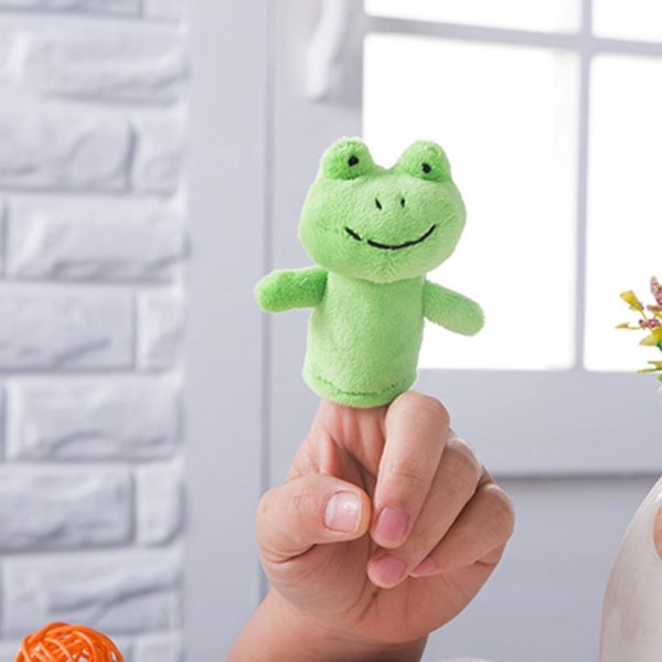 Tecknad djur Finger Puppets Set Baby Pedagogiska fingrar Leksaker Barn present Grön groda
