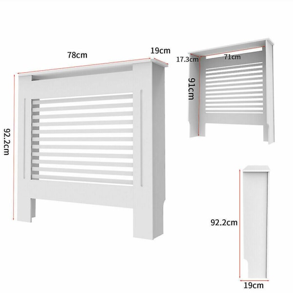 92cm Høyt Stort Radiatordeksel Horisontalt Vertikalt skap Mdf Grillhylle S-xl White Horizontal S