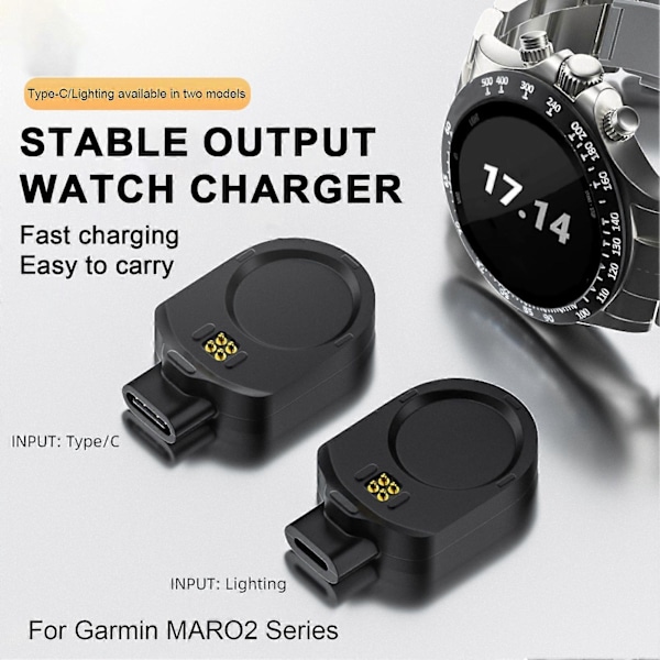 Älykellon Laturi Adapteri Pohja Nopea Lataus Plug And Play Type-C Latausadapteri Yhteensopiva Garmin MARQ2 Athlete Adventurer Captain Kellon Lisävaruste