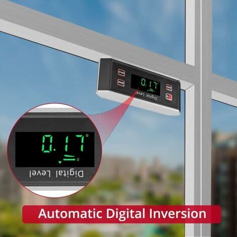 Inklinometer, IP54 vandtæt vinkelsensor, digitalt vaterpas med magnetisk V-rille base / 4 × 90°