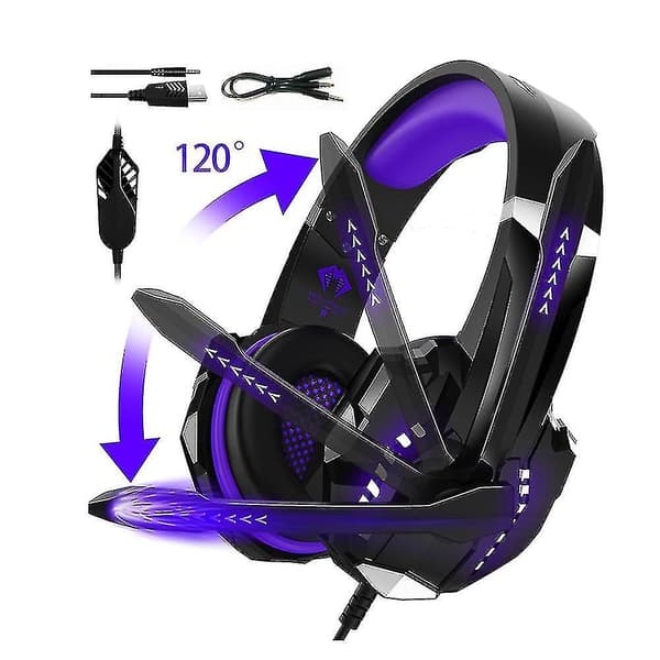 Python Fly G9000pro Gaming Headset med brusreducerande 120-graders justerbar mikrofon 40mm drivenhet Bred kompatibilitet Lila
