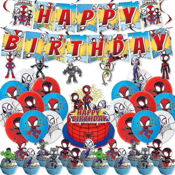 Spidey og hans fantastiske venner 12 tommer latex balloner Spiderman fødselsdagsfest dekorationer til børn Baby shower festartikler As picture-D-12pcs