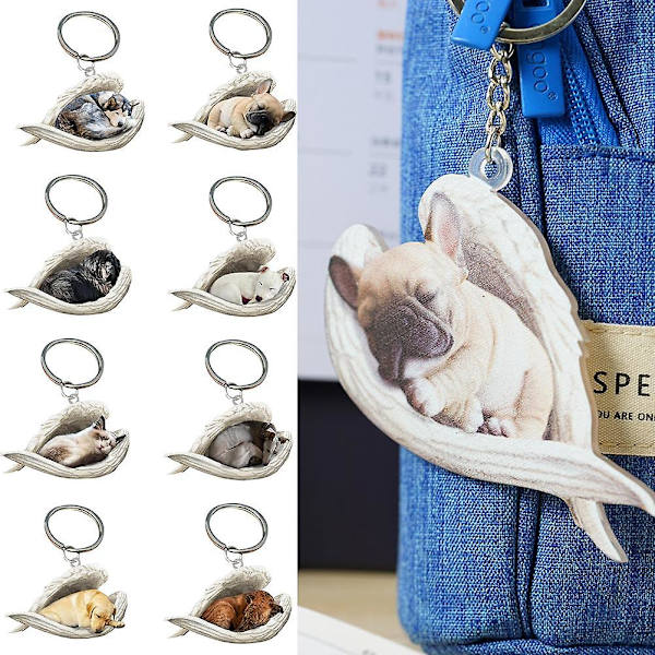 Hængende Ornament Nøglering Sød Sovende Engel Hundevinge Vedhæng Hundegaven Ca Whippet