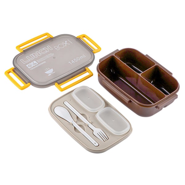 Alt-i-1 moderne lunsjboks med 2 stablebare beholdere Oppvaskmaskinsikker Bento Box-rom Matbeholder Brown 3
