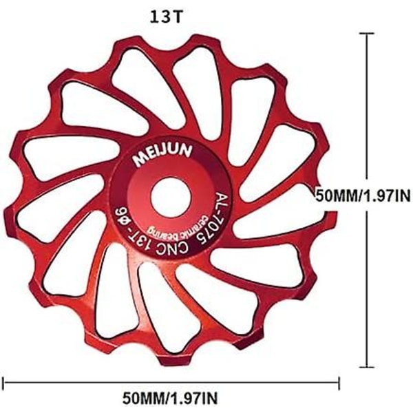 2 stk Sykkel Keramisk Remskive Aluminiumslegering Sykkelstyrehjul 11t 13t Bakskifterskive Mtb Road Terrengsykkelstyrehjul (13t rød-rød)