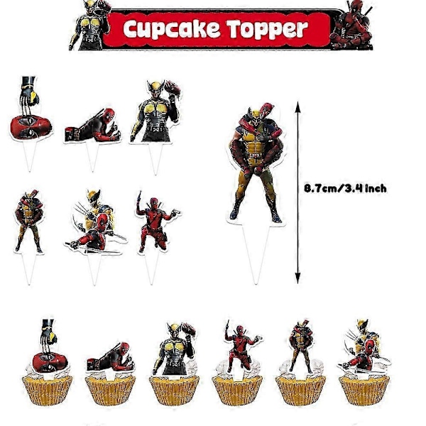 Deadpool & Wolverine Födelsedagsfest Dekoration Banner Ballonger Tårtdekorationer Set