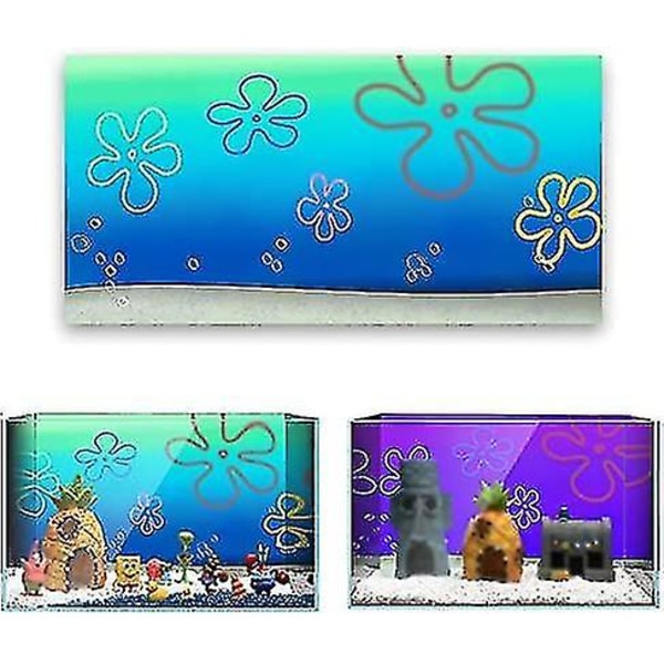Cartoon Underwater Bob Aquarium Background Sticker 16' 16x24 (41x61cm) X24 (41x61cm), Fish Tank Backdrop Decorations Hd Printing Simple Wallpaper Pvc