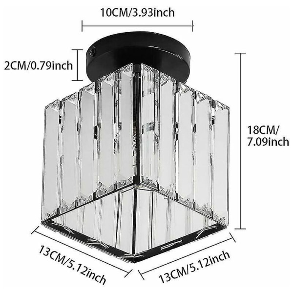 Minikristallikattovalaisin, moderni kristallikruunu, led-kattovalo eteiseen, sisäänkäynti, ravintola, baari, E27 (musta) [energialuokka F]