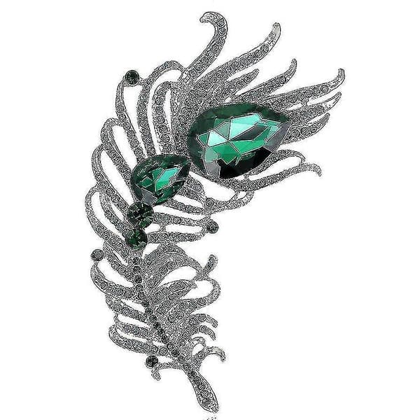 Påfuglefjer Stil Broche Nål Til Kvinder Green