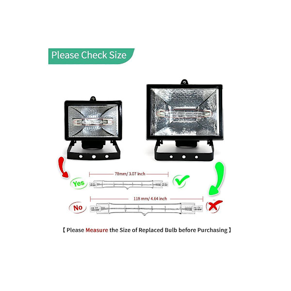 5 stk. R7s 118mm 300w 230v,r7s halogen lineær pære, dæmpbar halogenlampe til byggeplads