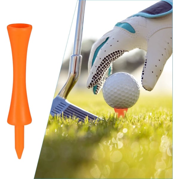 Plastic Golf Tees, Durable Castle Golf Tees, Velegnet til Golf Plastbolde, 70 mm, Orange, 100 stk.