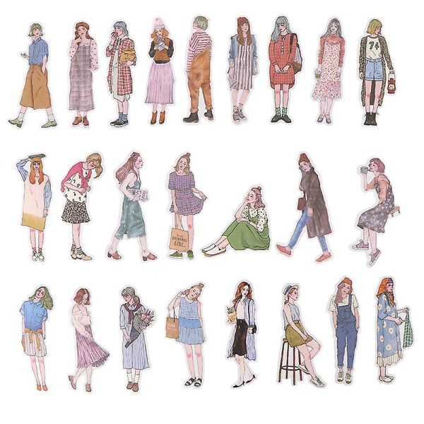 100st/pack Lovely Girls Stickers Scrapbooking Hand Book Fashion Girl Sticker