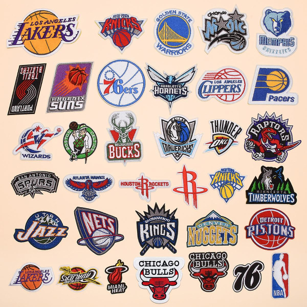 35 basketball team logo broderi klut klistremerker merke klær lapp klistremerker team logo NBA broderi badge team badge
