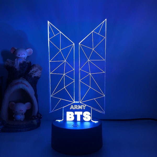 Justup 3D LED Natlampe BTS Sanger Ungdoms Liga 3D Illusionslampe Fjernbetjening Til Fans Soveværelse Indretning --- Style B2black Seat