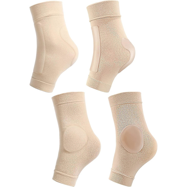 2 par vadderade skridskostrumpor ankelbeskydd ishockey skridskor strumpor skridsko ankel skydd ankel ärmskydd för stövlar, skridskor, skenor, stöd beige
