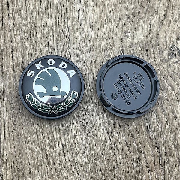 Sett med 4 Sorte Navkapsler For Skoda 56 mm