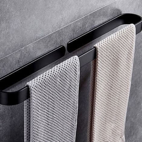 Svart badehåndklestativ, U-formet veggmontert håndklestativ, 40 cm