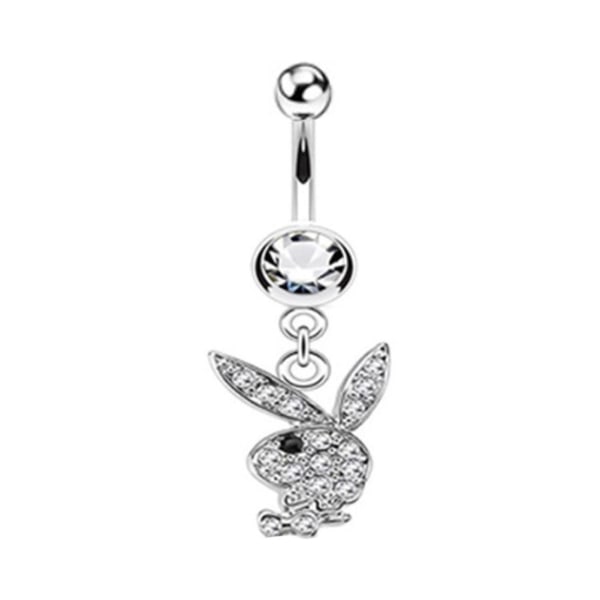 Belly Button Ring Body smykker Dingle Cute Bunny Letvægts rustfrit stål