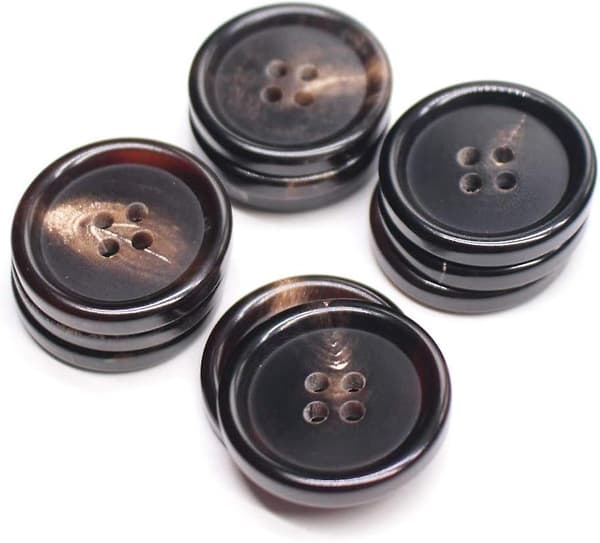 10 stk 25 mm brune hornknapper for blazerer Buffelhornknapper Bulk (Brun)