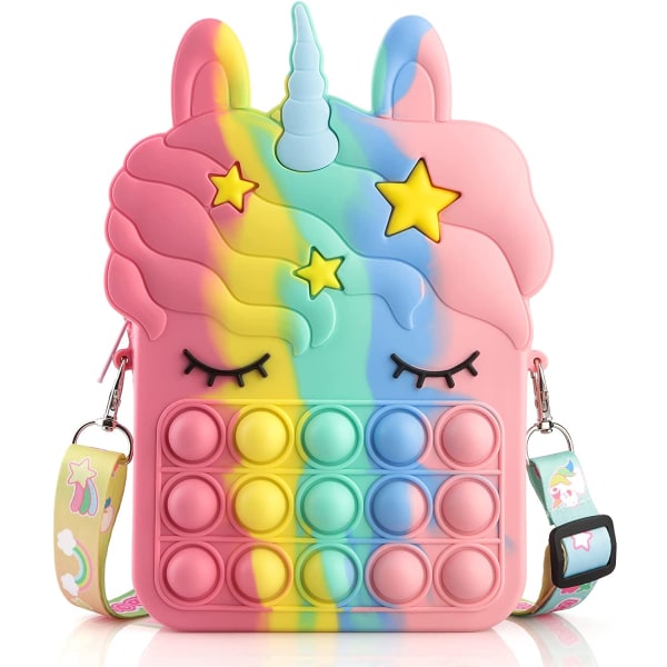 Pop-it Rainbow Unicorn Bag for jenter