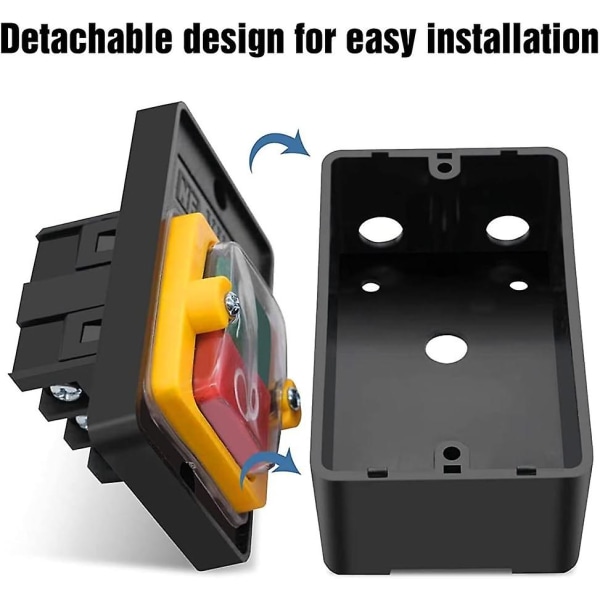 2 Stck Maschinenschalter, Maschine Drucktastenschalter Ac 220v / 380v 10a Ein/aus-drucktastenschalter, Switch Pushbutton Drucktaste, Motorschalter Mit