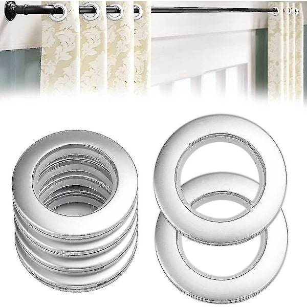 50 Stycken Plast Gardinringar Gardinöljetter 40mm Plastringar Ringar För Gardinstång Silver Plastöljetter För Gardinfönster Dusch Omklädning