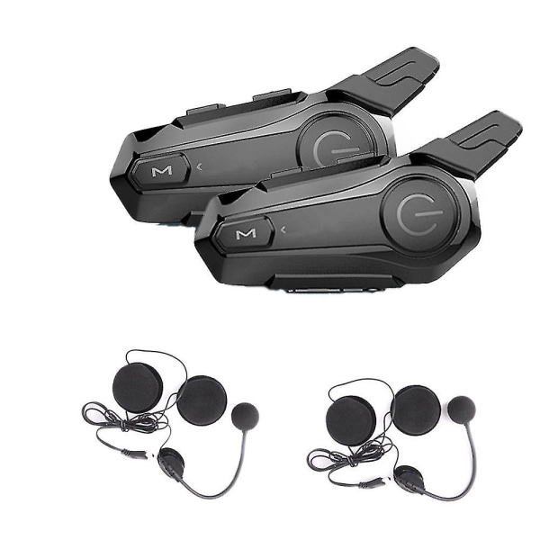 2st Bluetooth Intercom Motorcykel Halvhjälm Bluetooth Headset För 2 Förare Intercomunicador Trådlös
