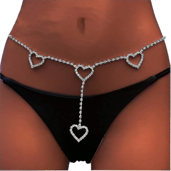 Crystal Rhinestone Heart Midjekedja Body Bälte för kvinnor, perfekt för Beach Wear Alim Gift-hyj 1Crystal