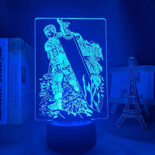 Veeki Berserk Guts Lys Anime Lampe 3d Led Nattlamper 16 Fargeskiftende Bordlampe For Hjemmeinnredning Dekorativ Julegave Manga Lys For Barn